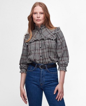 Barbour Adela Long-sleeved Shirt Sepia Tartan | BABO89477