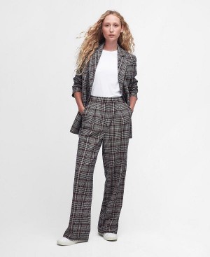 Barbour Adela Straight-leg Trousers Sepia Tartan | BABO89838