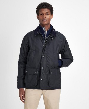 Barbour Ambleside Waxed Jacket Navy/Blue Granite Tartan | BABO87284