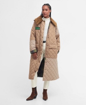 Barbour Barbour X Ganni Burghley Quilted Jacket Honey/Light Trench/Classic | BABO89279