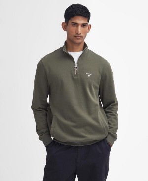 Barbour Beckhill Half-zip Sweatshirt Olive | BABO88474