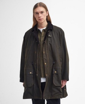 Barbour Bedale Waxed Trench Coat Olive | BABO87271