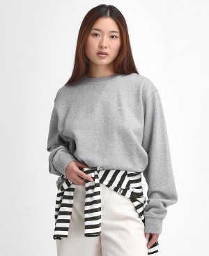 Barbour Bede Oversized Sweatshirt Light Grey Marl | BABO89815