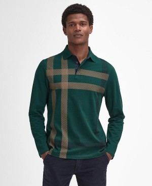 Barbour Blaine Tartan Long-sleeved Polo Shirt Green | BABO88224