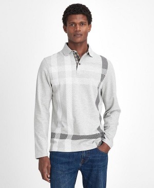 Barbour Blaine Tartan Long-sleeved Polo Shirt Grey | BABO88243