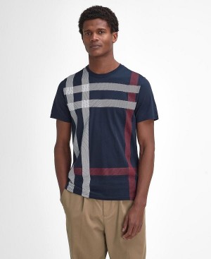 Barbour Blaine Tartan T-shirt Navy | BABO88409