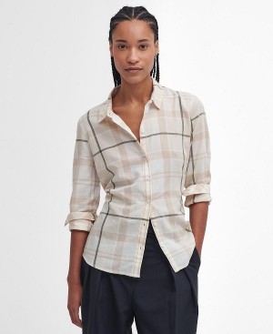 Barbour Bredon Regular Long-sleeved Shirt Winter White/Loden Tartan | BABO89500