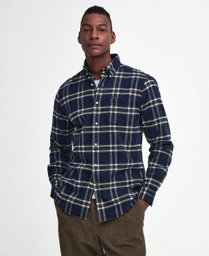 Barbour Bromley Tailored Long Sleeved Shirt Navy | BABO87813