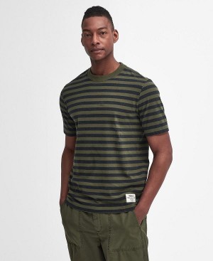 Barbour Caddick Striped T-shirt Green | BABO88391