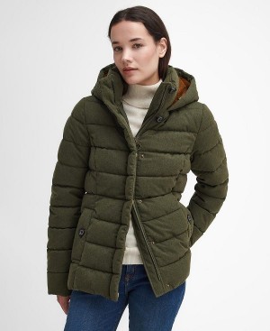 Barbour Camellia Puffer Jacket Olive | BABO89354