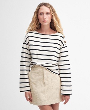 Barbour Caroline Striped Sweatshirt Eggshell Stripe | BABO89808