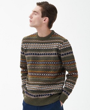 Barbour Case Fair Isle Jumper Green | BABO88531