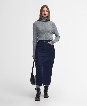 Barbour Cassie Denim Cargo Skirt Dark Indigo Wash | BABO89648