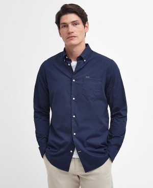 Barbour Comfort Stretch Long-sleeved Shirt Classic Navy | BABO87756