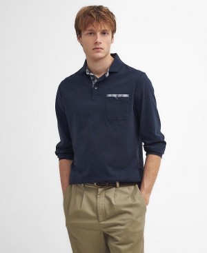 Barbour Corpatch Long-sleeved Polo Shirt Navy | BABO88245