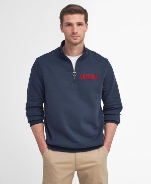 Barbour Cotes Half-zip Sweatshirt Navy | BABO88495