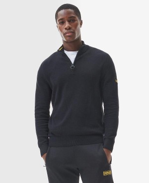 Barbour Cotton Half Zip Sweater Black | BABO88541