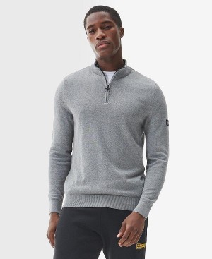 Barbour Cotton Half Zip Sweater Grey | BABO88538