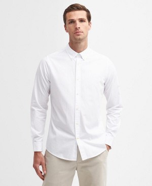 Barbour Crest Poplin Tailored Long-sleeved Shirt Classic White | BABO87700