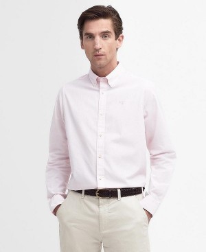 Barbour Crest Poplin Tailored Long-sleeved Shirt Classic Pink | BABO87701