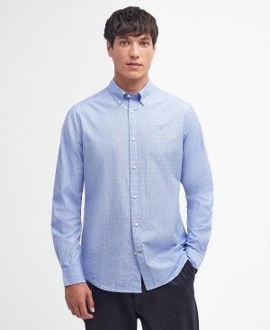 Barbour Crest Poplin Tailored Long-sleeved Shirt Sky | BABO87703