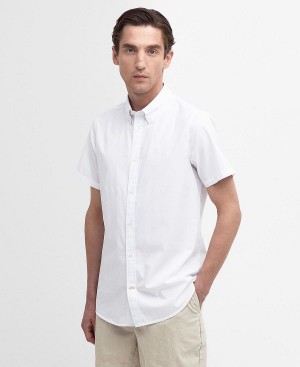 Barbour Crest Poplin Tailored Short-sleeved Shirt Classic White | BABO87707