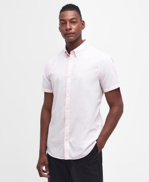 Barbour Crest Poplin Tailored Short-sleeved Shirt Pink | BABO87708