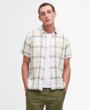 Barbour Croft Regular Short-sleeved Shirt Blue Chalk Tartan | BABO87782