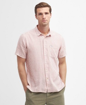 Barbour Deerpark Tailored Short-sleeved Shirt Pink Clay | BABO87740