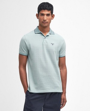 Barbour Denwick Short-sleeved Polo Shirt Blue Chalk | BABO88175