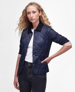 Barbour Deveron Quilted Jacket Navy/Pale Pink | BABO89261