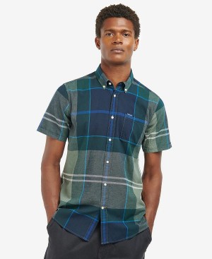 Barbour Douglas Tailored Short-sleeved Shirt Kielder Blue Tartan | BABO87636