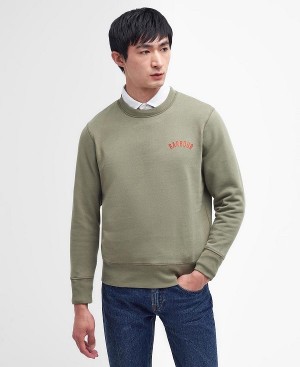 Barbour Dragon Crew-neck Sweatshirt Olive | BABO88445