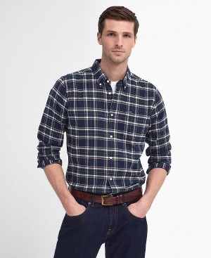 Barbour Drumhill Tailored Long Sleeved Shirt Navy | BABO87806