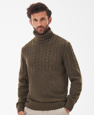 Barbour Duffle Cable-knit Jumper Willow Green | BABO88511