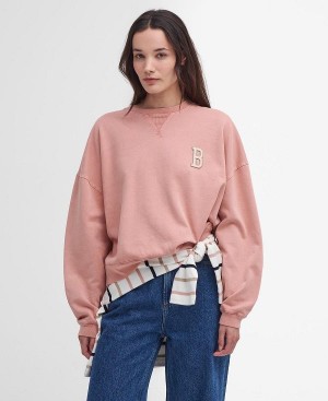 Barbour Elisha Logo Sweatshirt Mahogany Rose | BABO89813