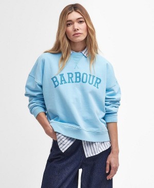 Barbour Ella Logo Sweatshirt Blue Haze | BABO89799