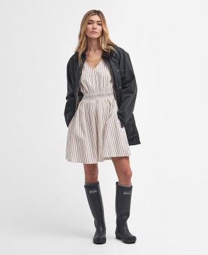 Barbour Ella Striped Mini Dress White/Tannin | BABO89635