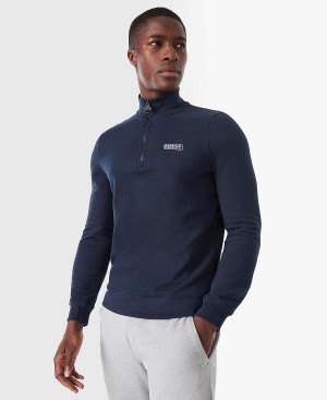 Barbour Essential Half-zip Sweatshirt Navy | BABO88429