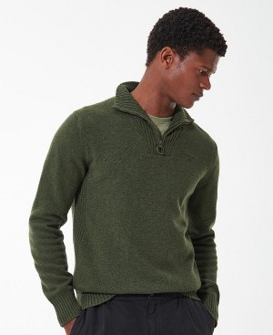 Barbour Essential L/Wool Half Zip Jumper Mid Olive | BABO88510