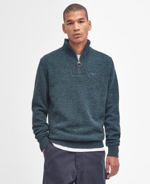 Barbour Essential L/Wool Half Zip Jumper Seaweed Mix | BABO88528