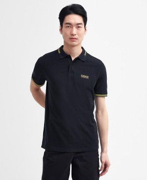 Barbour Essential Polo Shirt Black/Yellow | BABO88095