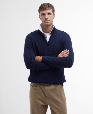 Barbour Essential Tisbury Half Zip Sweatshirt Navy | BABO88586