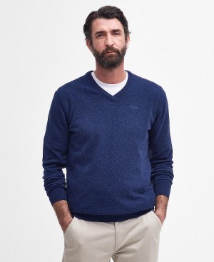 Barbour Essential V-neck Sweatshirt Deep Blue | BABO88522