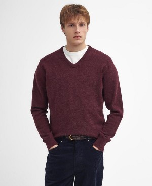 Barbour Essential V-neck Sweatshirt Red | BABO88517