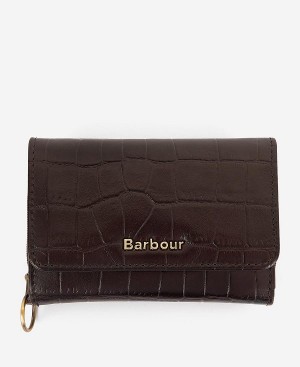 Barbour Faux Croc French Purse Classic Black Cherry | BABO89956