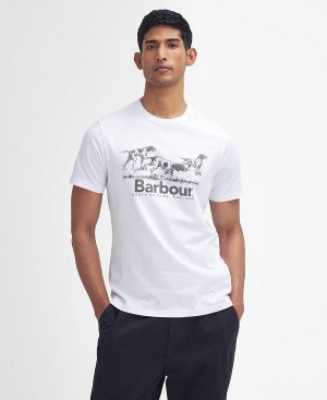 Barbour Field Dog Graphic T-shirt White | BABO88387