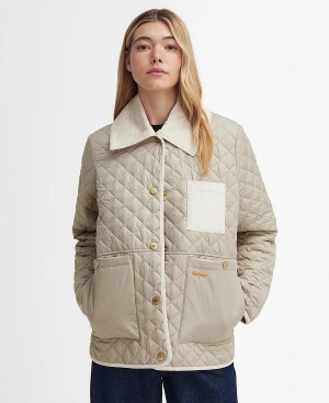 Barbour Fleur Quilted Jacket Light Sand/Blanc | BABO89374