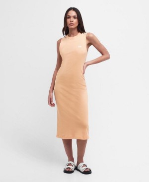 Barbour Hadfield Midi Dress Peach Melba | BABO89599