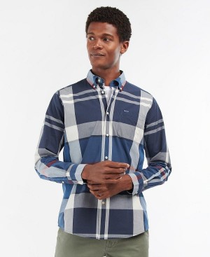 Barbour Harris Tailored Long-sleeved Shirt Summer Navy | BABO87627